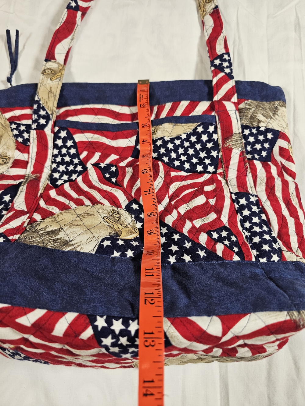 Patriotic Eagle Flag Canvas Shoulder Bag - Red, White & Blue - Picture 6 of 8